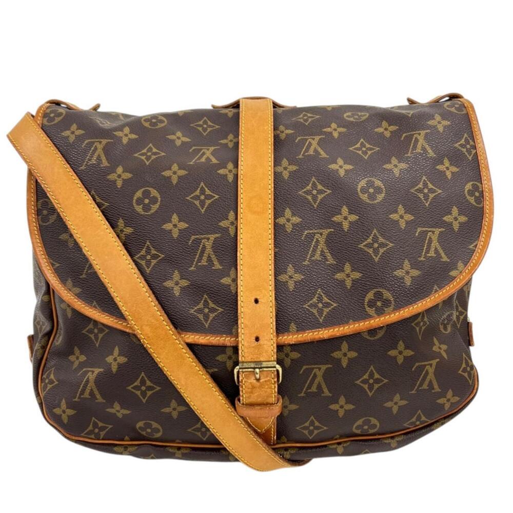 LOUIS VUITTON Saumur 35 M42254 Shoulder Bag, Monogram Canvas, Brown, Women's